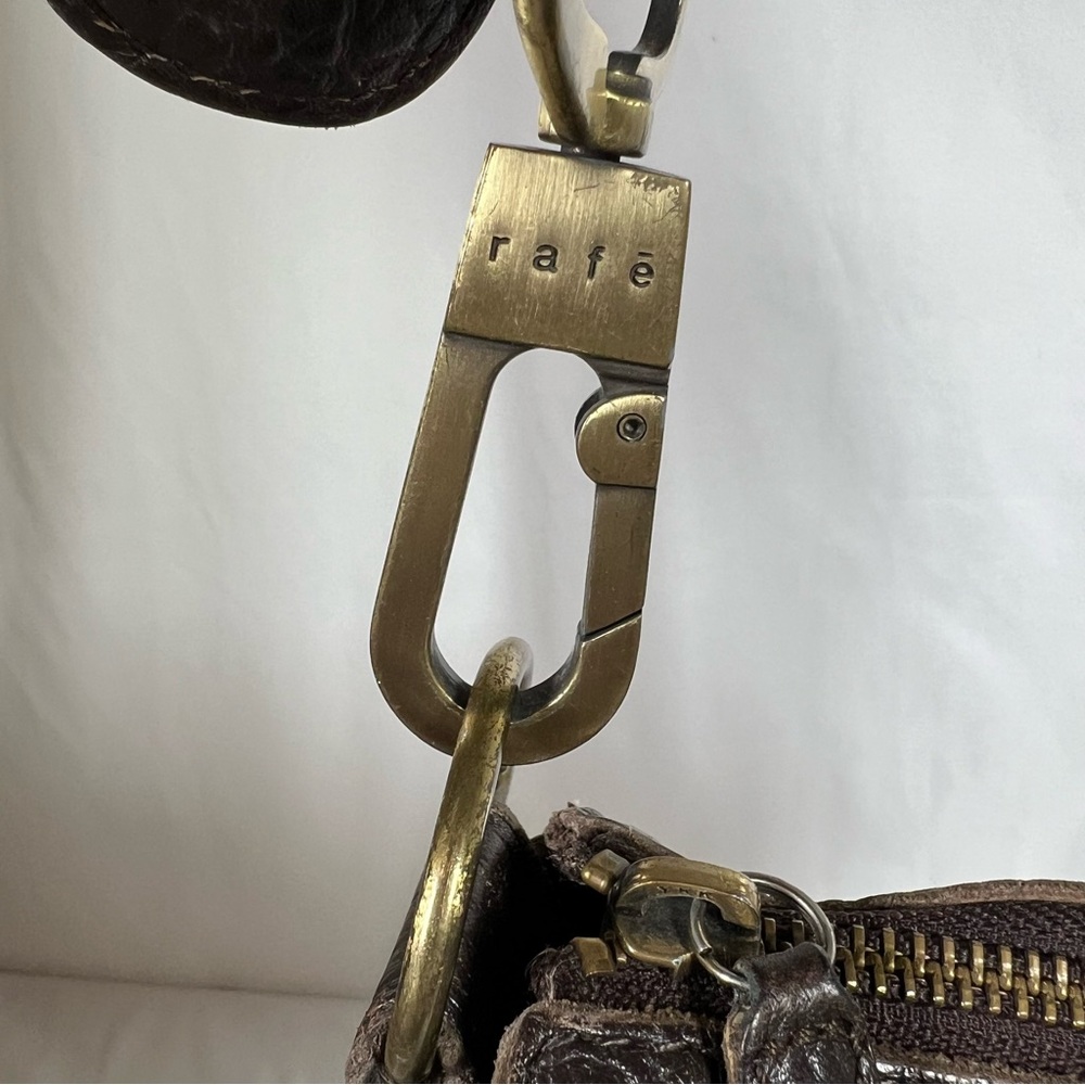 Rafe New York Distressed Pebbled Leather Studded Brown Crossbody Shoulder Bag - Picture 4 of 16